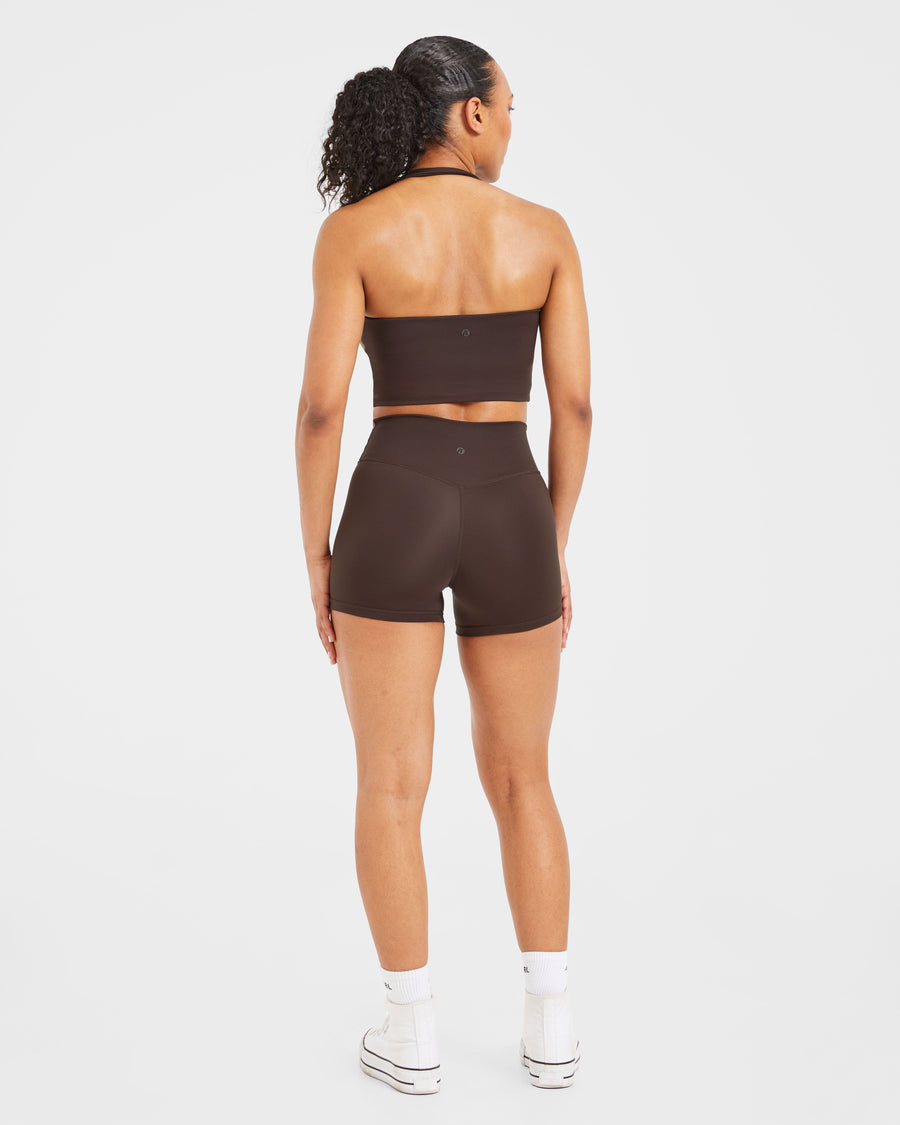 Staple Halterneck Crop Top - Coffee Brun