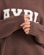 Varsity Oversized Knitted Hoodie - Marron