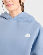 Retro Athletics Oversized Hoodie - Vintage Bleu