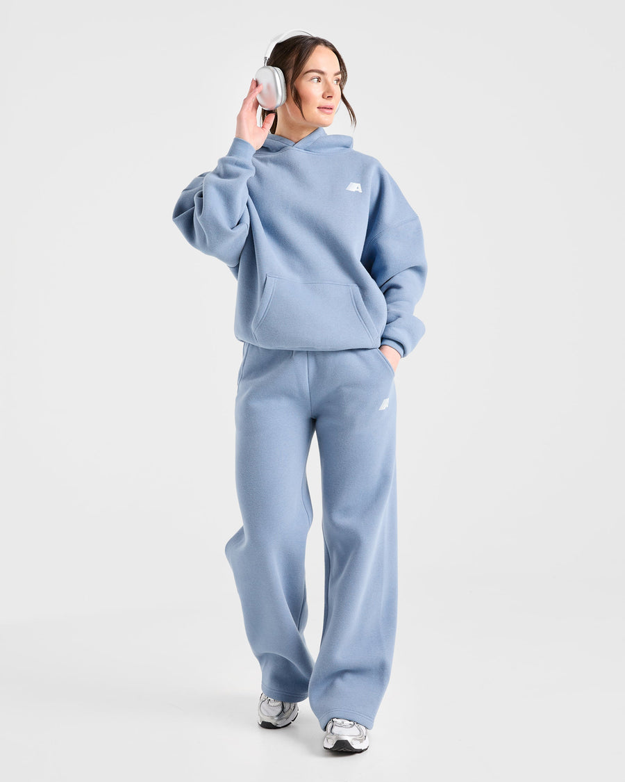 Retro Athletics Oversized Straight Leg Joggers - Vintage Bleu