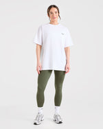 Power Lifting Illustration T Shirt - Blanc/Vert