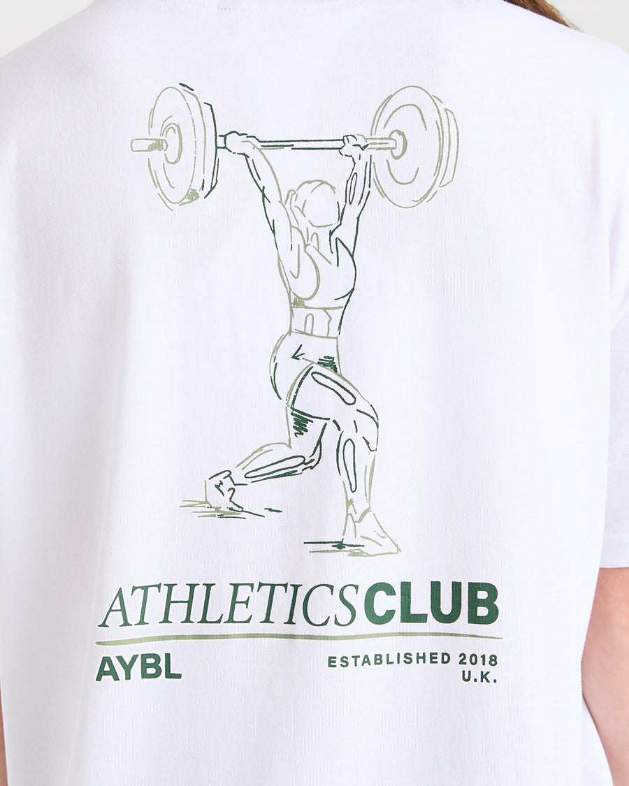 Power Lifting Illustration T Shirt - Blanc/Vert