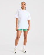 Focused Wavy Oversized T Shirt - Blanc/Vert