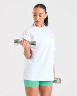 Focused Wavy Oversized T Shirt - Blanc/Vert