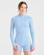 Empower Seamless Full Zip Jacket - Sky Bleu