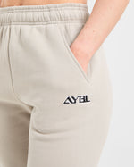 Retro Embroidered Oversized Joggers - Taupe Grey
