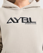 Retro Embroidered Oversized Hoodie - Taupe Grey