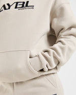 Retro Embroidered Oversized Hoodie - Taupe Grey