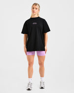 Athletics Track Oversized T Shirt - Noir/Rose
