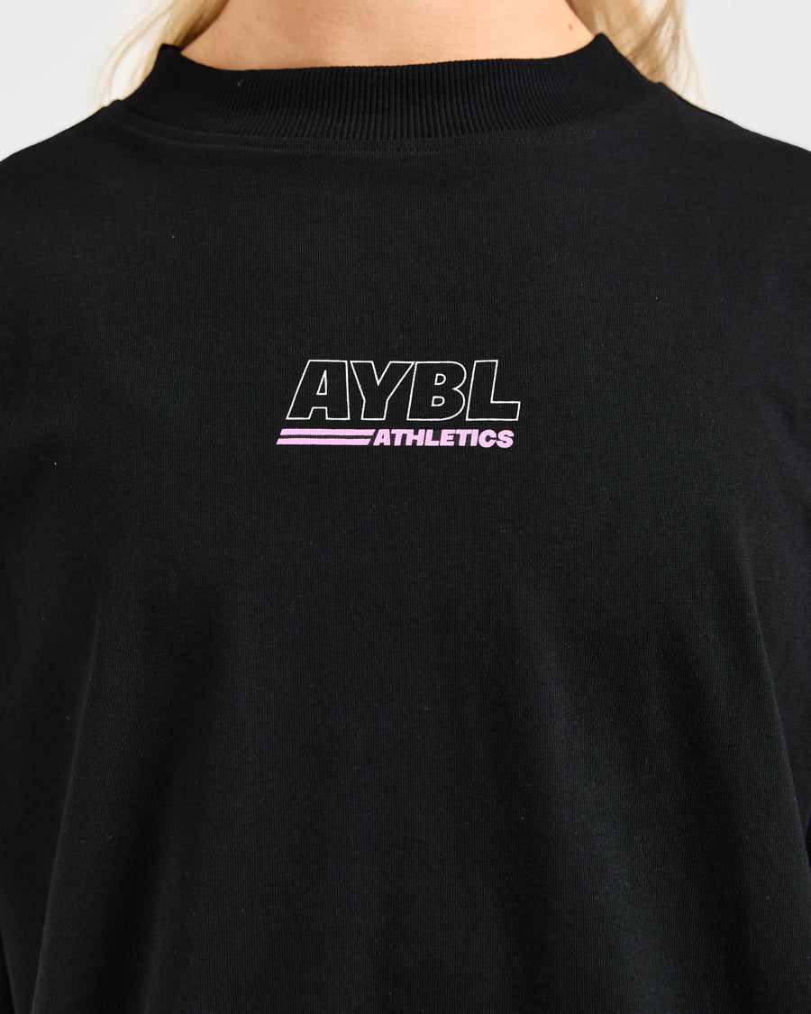 Athletics Track Oversized T Shirt - Noir/Rose
