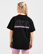 Athletics Track Oversized T Shirt - Noir/Rose