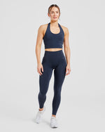 Staple Halterneck Crop Top - Navy