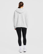Varsity Oversized Knitted Hoodie - Grey Marl