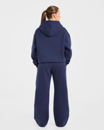 AYBL Sports Outline Oversized Straight Leg Joggers - Navy