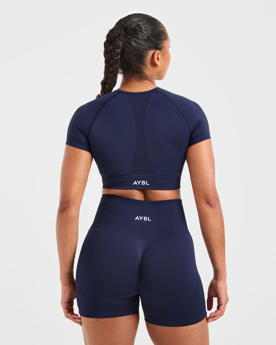 Empower Seamless Crop Top - Navy