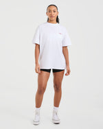 Strength Club Oversized T Shirt - White/Rouge