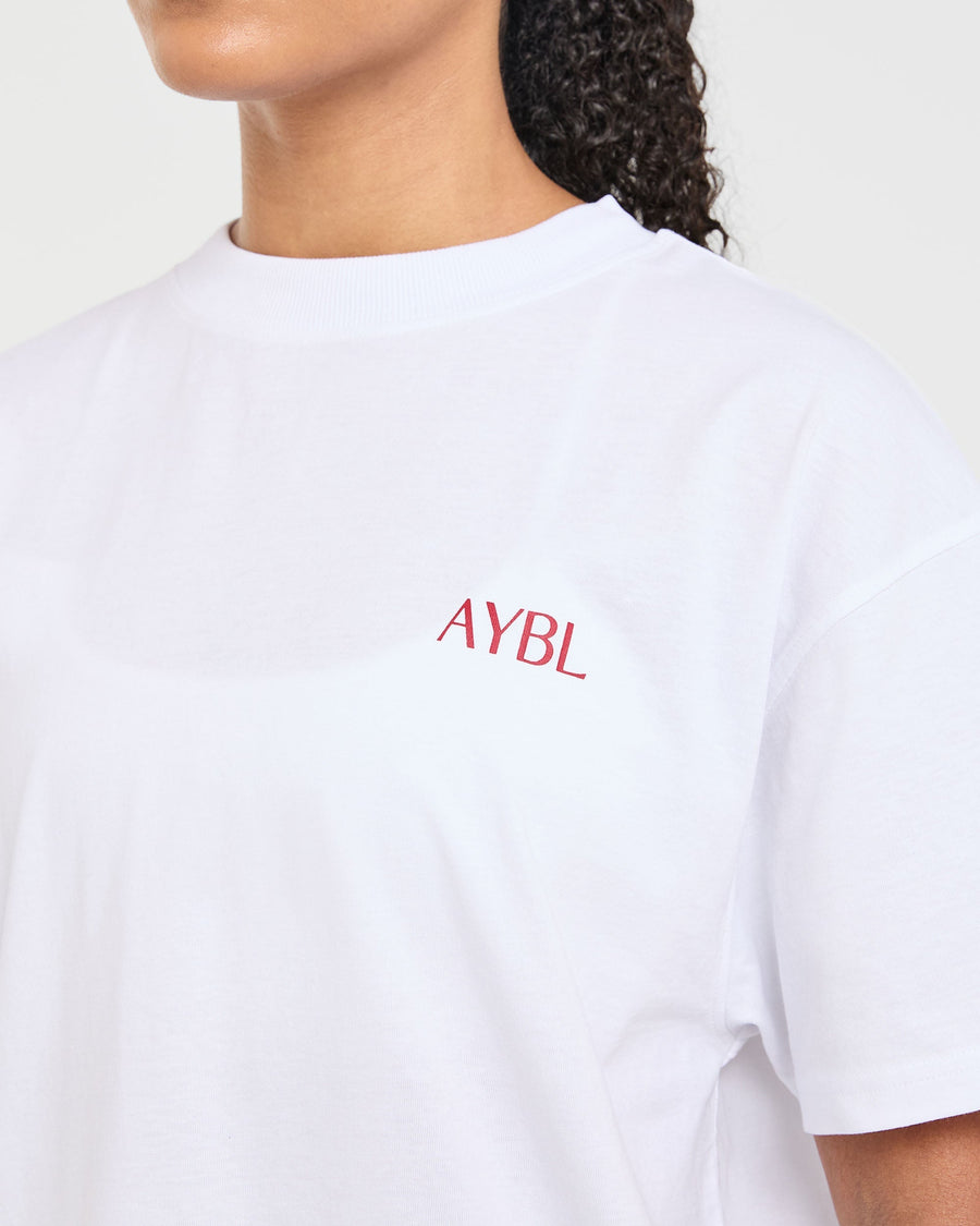 Strength Club Oversized T Shirt - White/Rouge