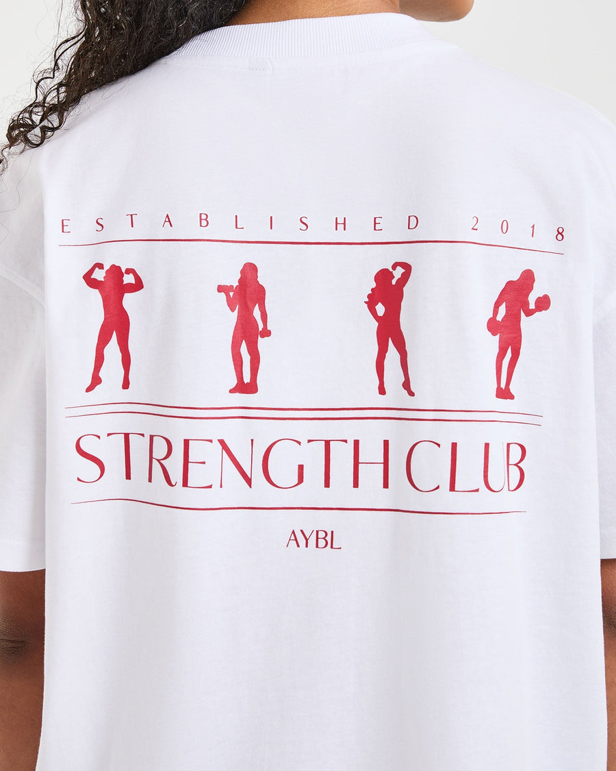 Strength Club Oversized T Shirt - White/Rouge