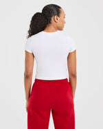 Sports Club Varsity Baby Tee - White/Red