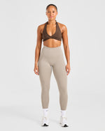 Essential Halterneck Sports Bra - Deep Cocoa Brun