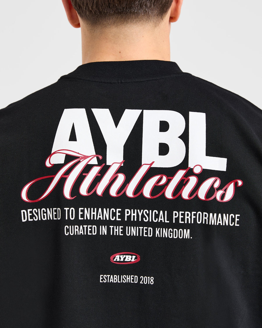 Athletics Script Oversized T Shirt - Noir
