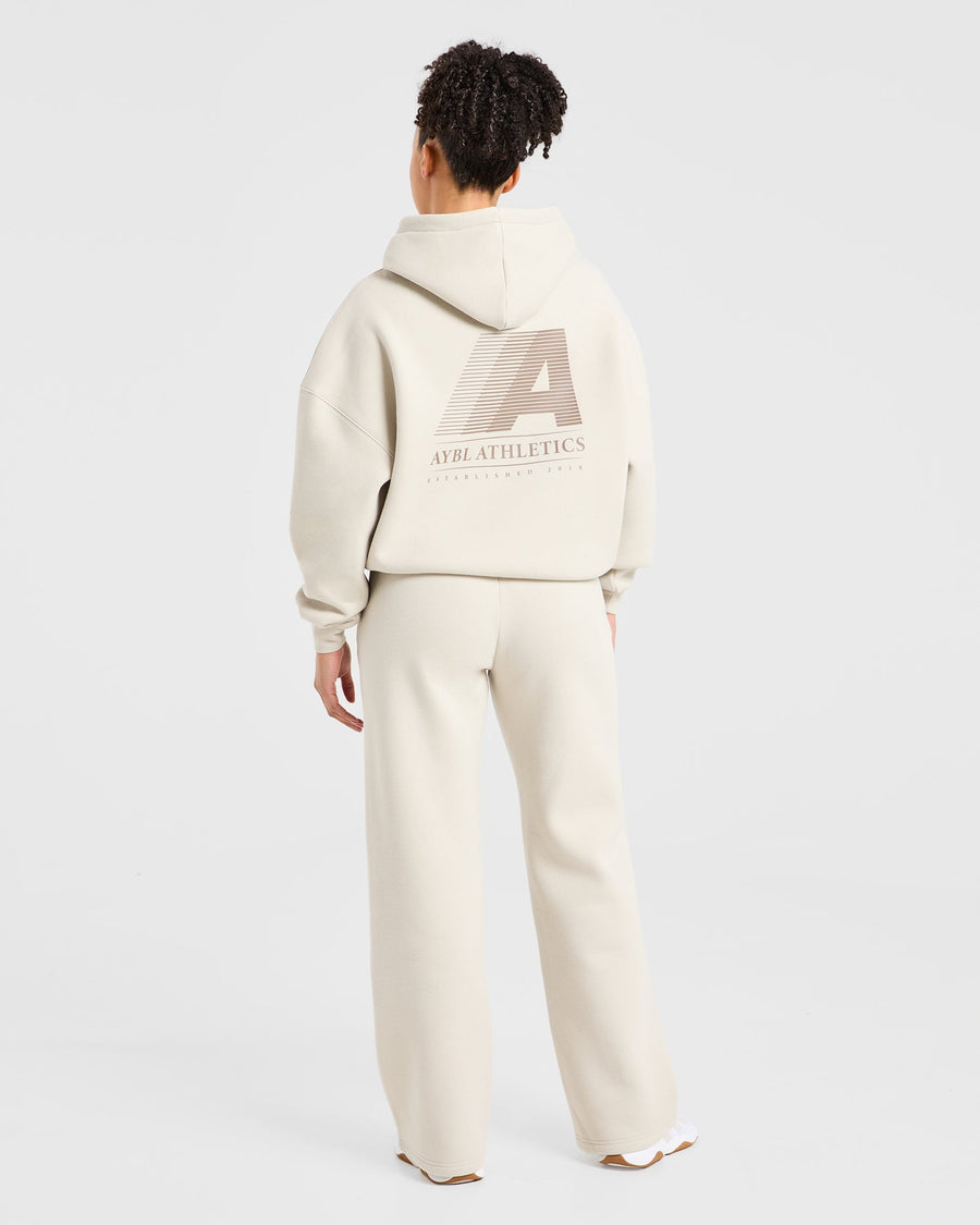 Retro Athletics Oversized Hoodie - Sand