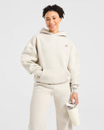 Retro Athletics Oversized Hoodie - Sand