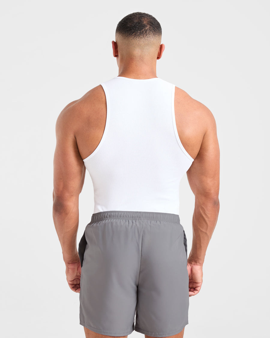 Muscle Ribbed Tank - Blanc