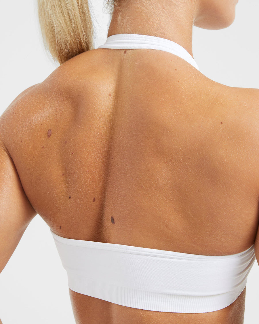 Essential Seamless Halterneck Sports Bra - Blanc