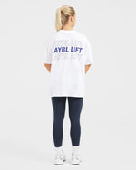 AYBL Lift Italic Oversized T Shirt - Blanc/Navy