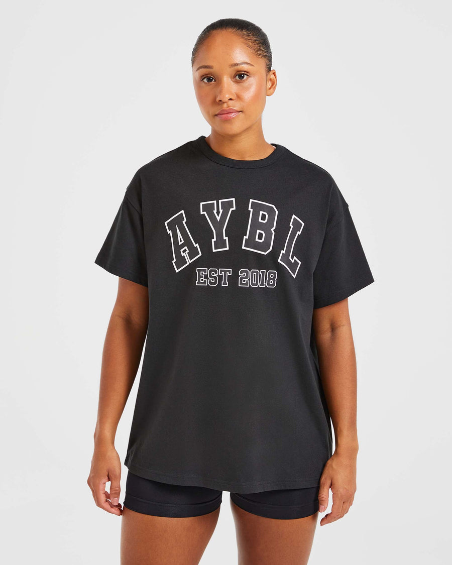 Varsity Oversized T Shirt - Noir