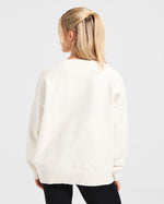 Varsity Oversized Knitted Sweater - Off Blanc