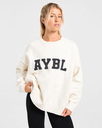 Varsity Oversized Knitted Sweater - Off Blanc