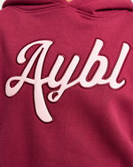 Script Embroidered Oversized Hoodie - Burgundy/Pink