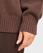 Varsity Oversized Knitted Sweater - Marron