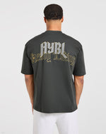 Heavy Lifting Gothic Oversized T Shirt - Charcoal/Jaune
