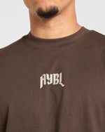 Heavy Lifting Gothic Oversized T Shirt - Marron/Crème