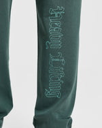 Heavy Lifting Gothic Oversized Straight Leg Joggers - Midnight Teal