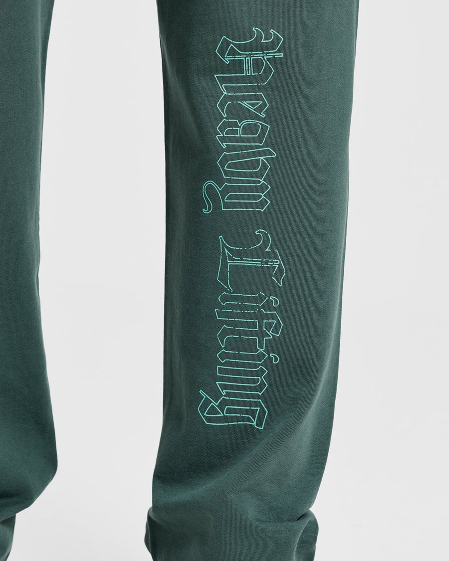 Heavy Lifting Gothic Oversized Straight Leg Joggers - Midnight Teal