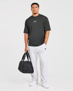 Heavy Lifting Gothic Oversized Straight Leg Joggers - Gris Marl