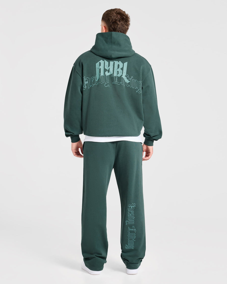 Heavy Lifting Gothic Oversized Hoodie - Midnight Teal