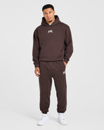 Heavy Lifting Gothic Oversized Hoodie - Marron/Crème