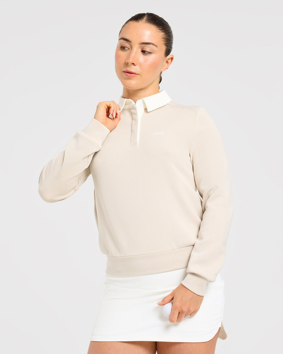 Signature Long Sleeve Polo - Sand