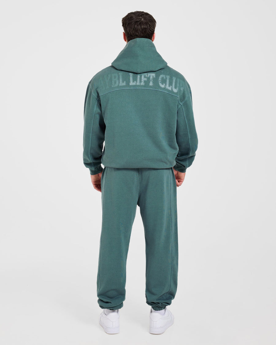 Lift Club Distressed Hoodie - Washed Teal
