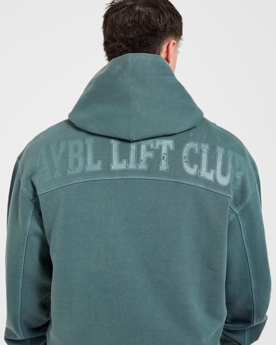 Lift Club Distressed Hoodie - Washed Teal