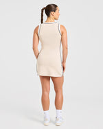 Signature V Neck Dress - Sand