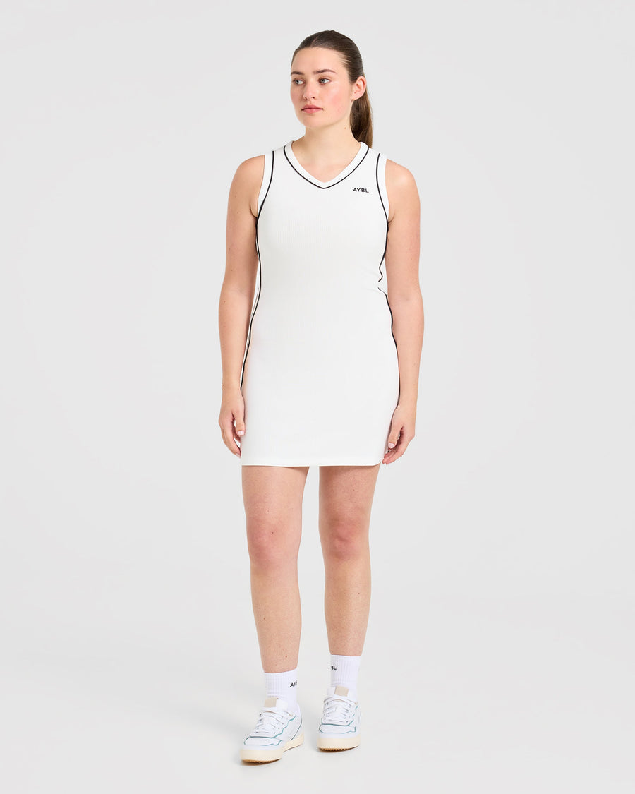 Signature V Neck Dress - Blanc