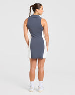 Signature Collar Dress - Steel Bleu