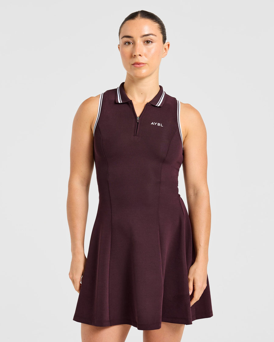 Classic Pleated Dress - Burgundy