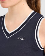 Classic Knitted V Neck Vest - Navy